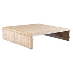 Minimalist Travertine Coffee Table with Full Sides, 1960s, Rome - Italy