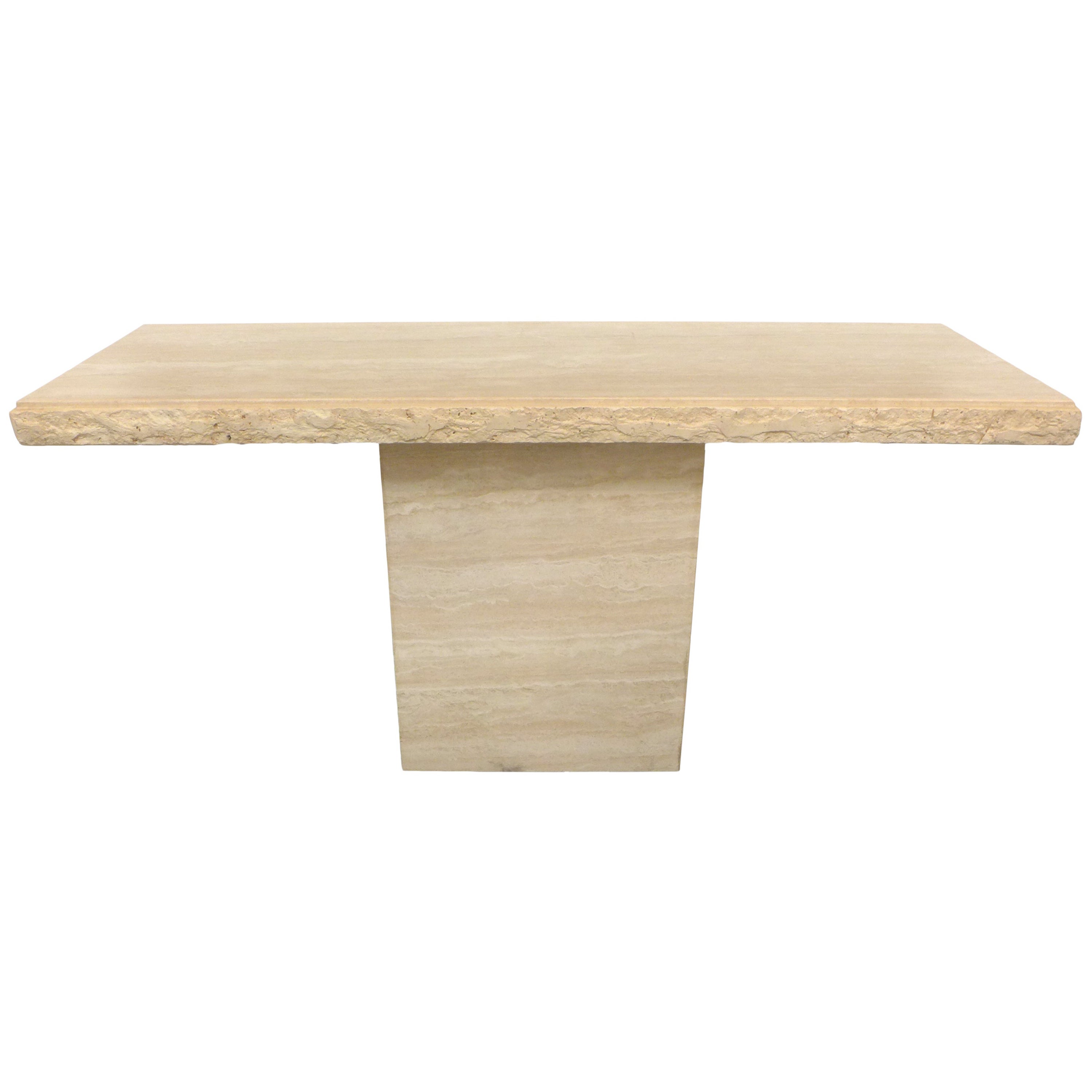 Minimalist Travertine Console Table For Sale