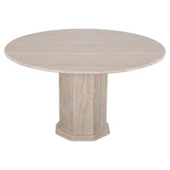 Minimalist Travertine Dining Table, 1980s