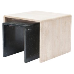 Minimalist Travertine/Marble Nesting Side Table Set, 1970s