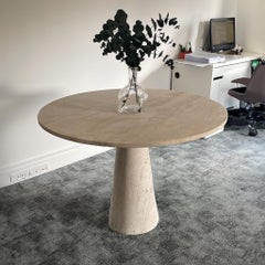 Travertine Round Dining Table - Stone Dining Table - Round Kitchen Table