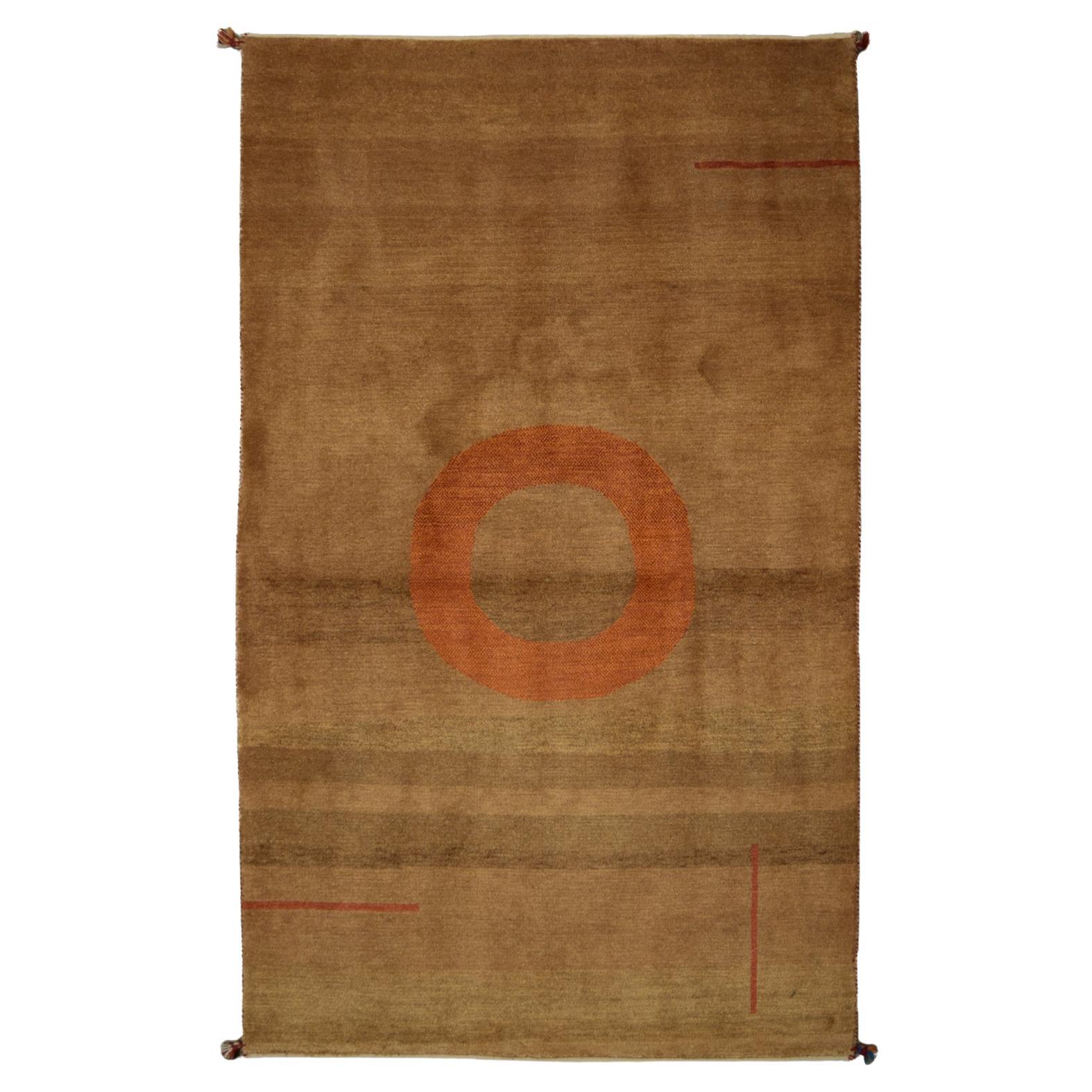 Minimalistischer persischer Kashkooli-Teppich in Brown und Rot aus Bio-Wolle, 3' x 5'
