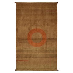 Tappeto tribale minimalista Kashkooli persiano in lana organica marrone e rossa, 3' x 5'