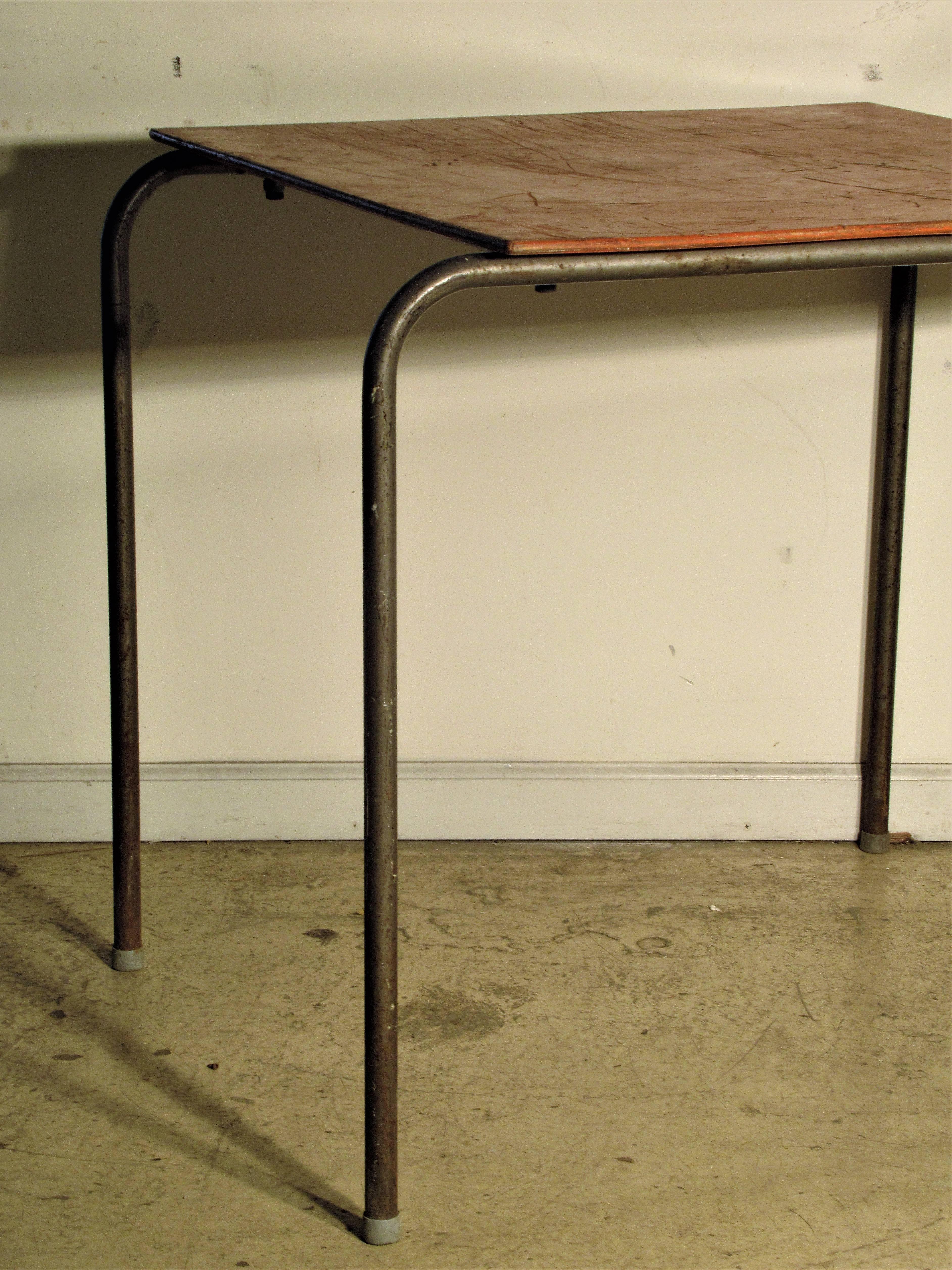 Minimalist Tubular Steel Table in the Style of Marcel Breuer 6