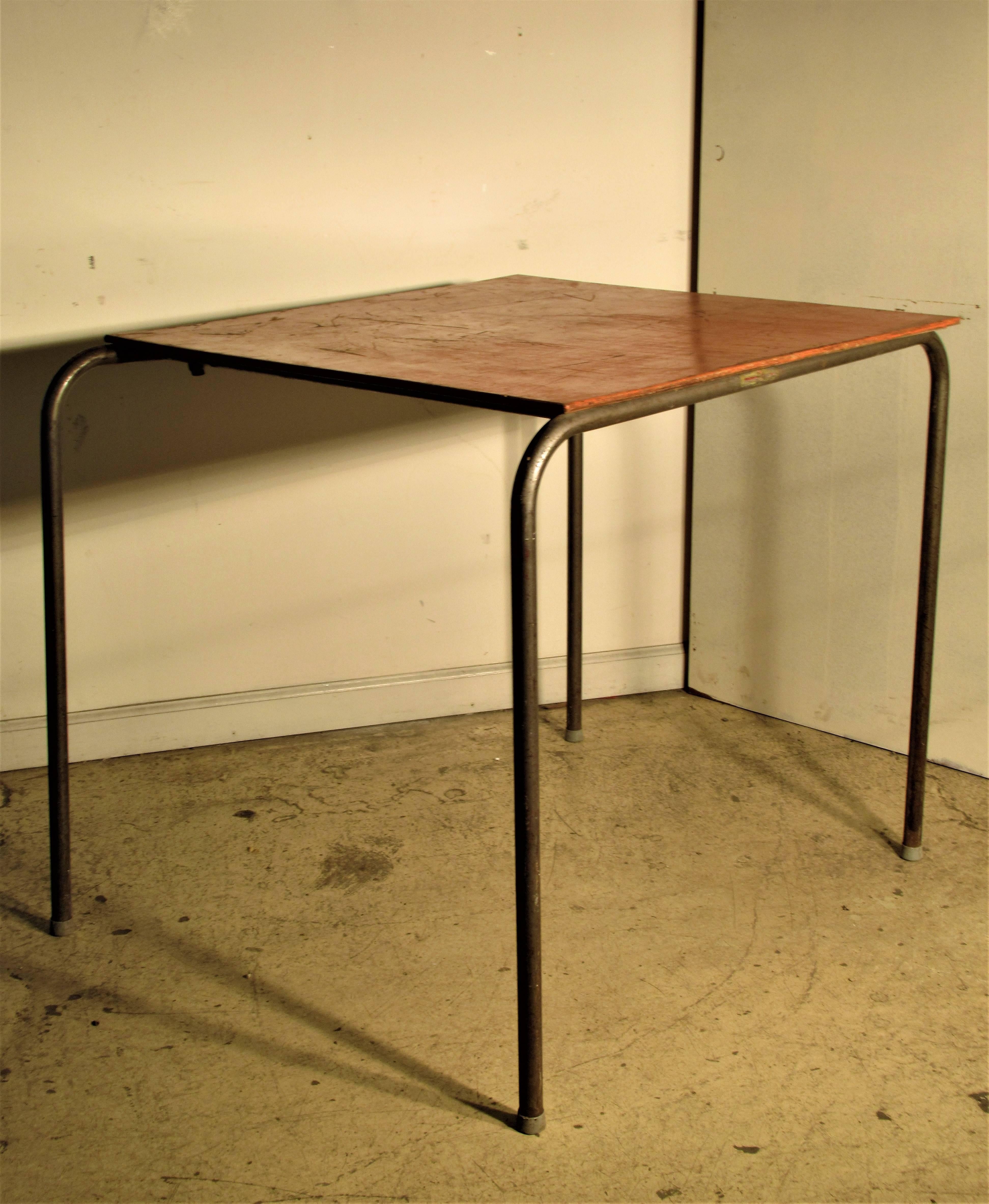Bauhaus Minimalist Tubular Steel Table in the Style of Marcel Breuer