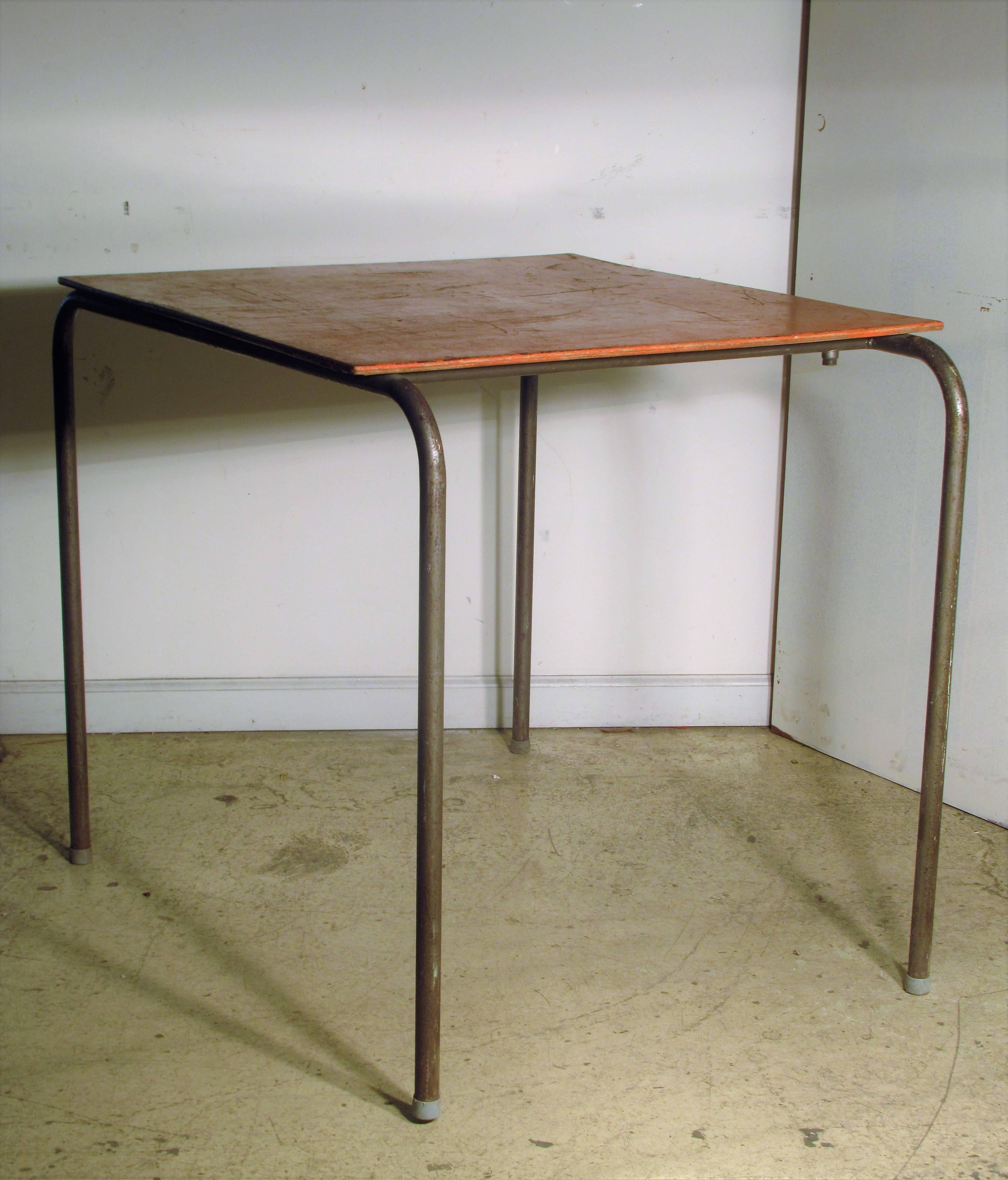 Minimalist Tubular Steel Table in the Style of Marcel Breuer In Good Condition In Rochester, NY