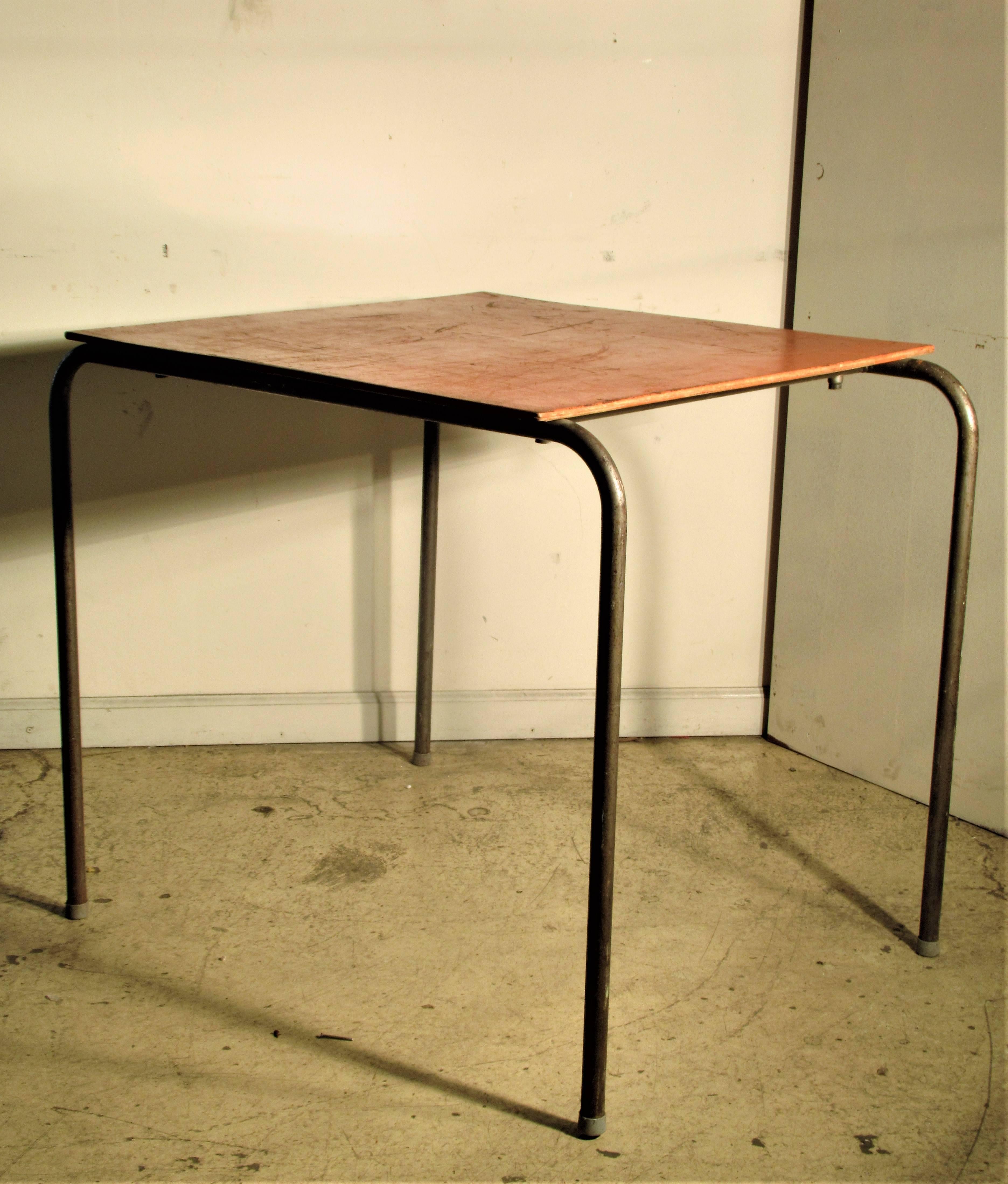 20th Century Minimalist Tubular Steel Table in the Style of Marcel Breuer
