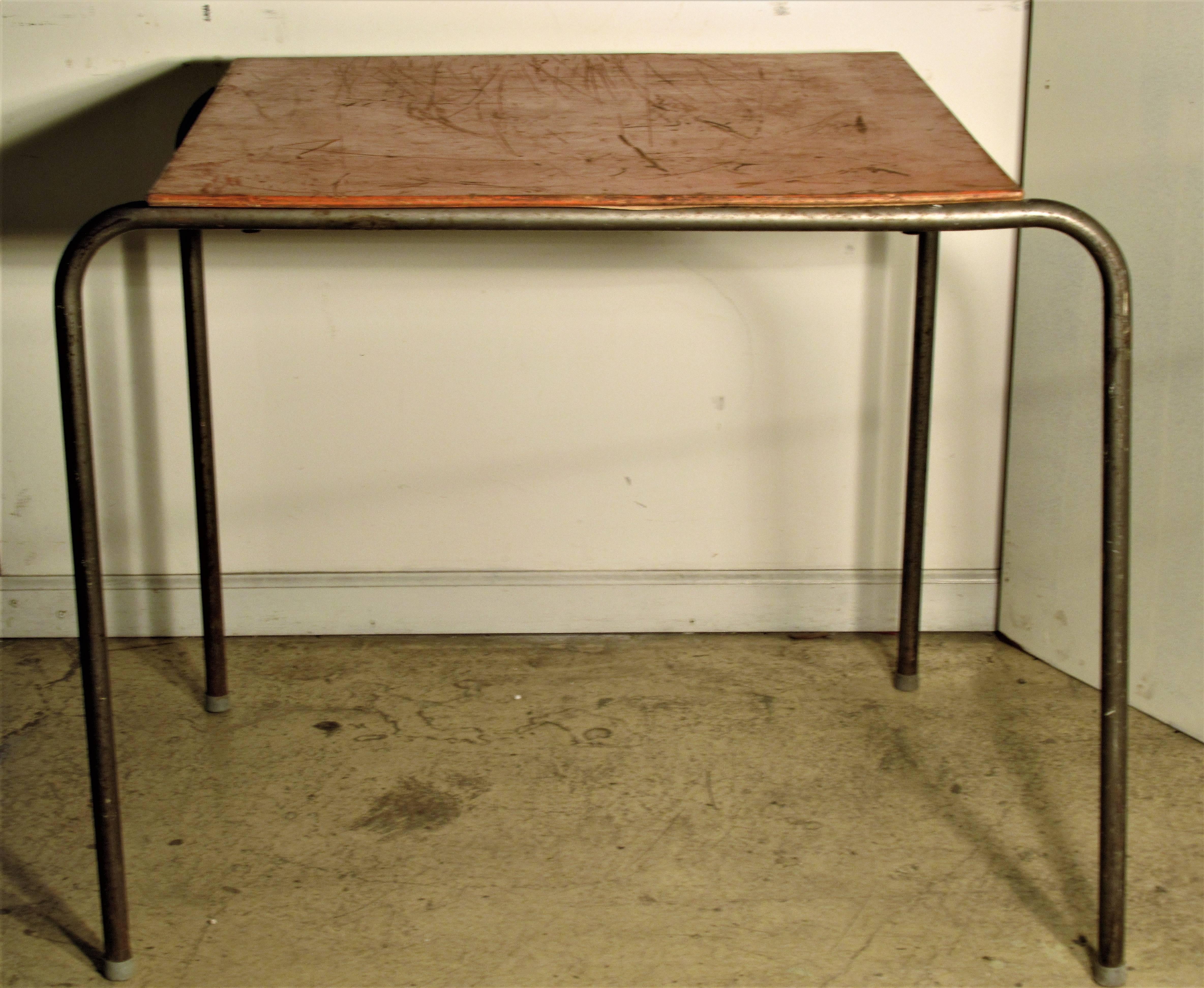 Minimalist Tubular Steel Table in the Style of Marcel Breuer 1