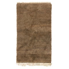 4,2x7 Ft Minimalistischer Tulu-Teppich, 100 % natürliche braune Wolle, einfach, weich und gemütlich