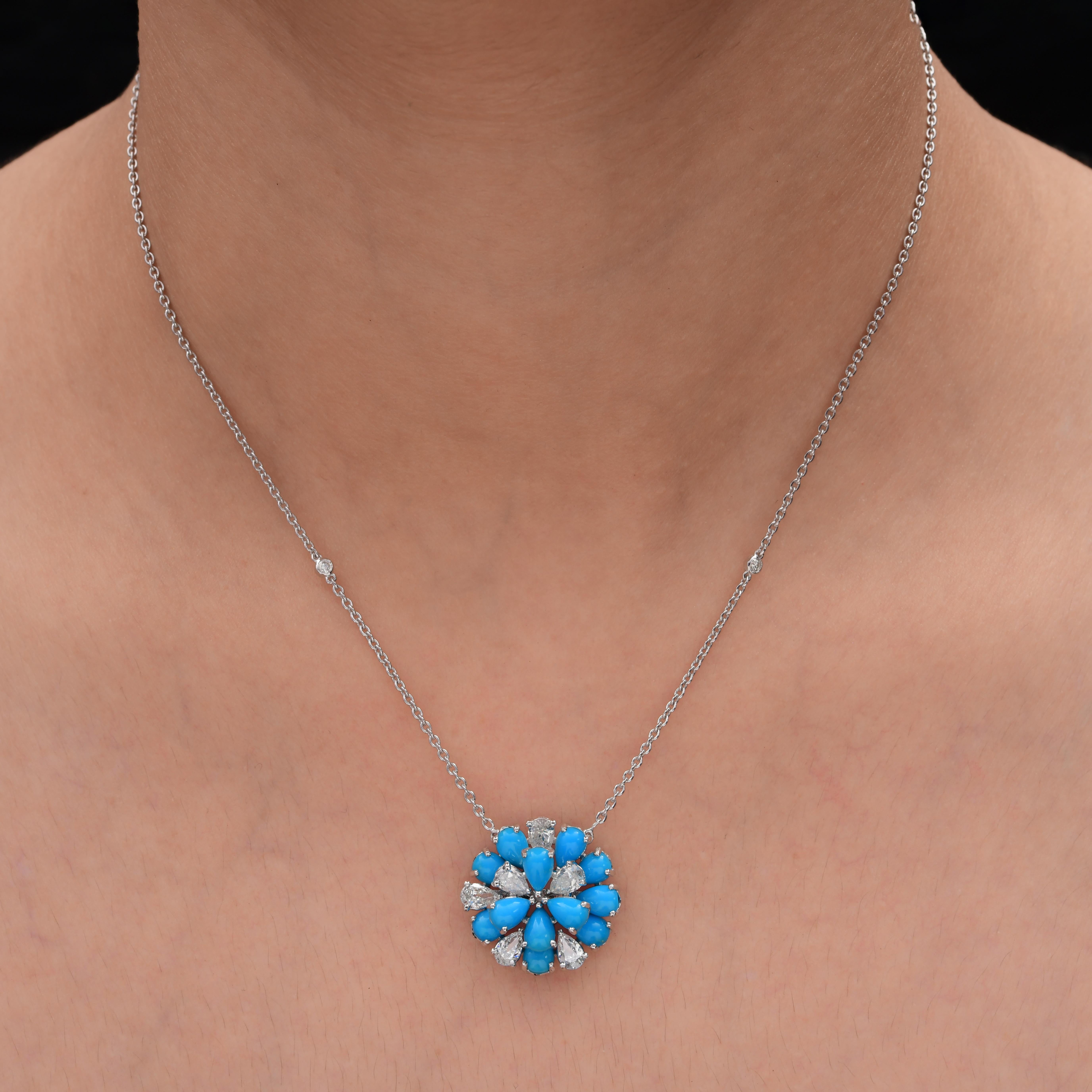 Questa collana è stata meticolosamente realizzata in oro 18 carati e impreziosita da 3,84 carati di turchese e 1,23 carati di diamanti.

Segui la vetrina di Spectrum Jewels per vedere le ultime collezioni e i pezzi esclusivi. Spectrum Jewels è