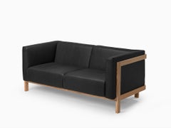 LIFT - Canapé 2 places minimaliste en Wood Wood massif et assise en cuir Bosco