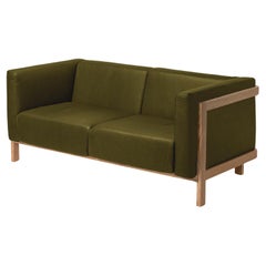 Minimalist two seater sofa ash - leather upholstered