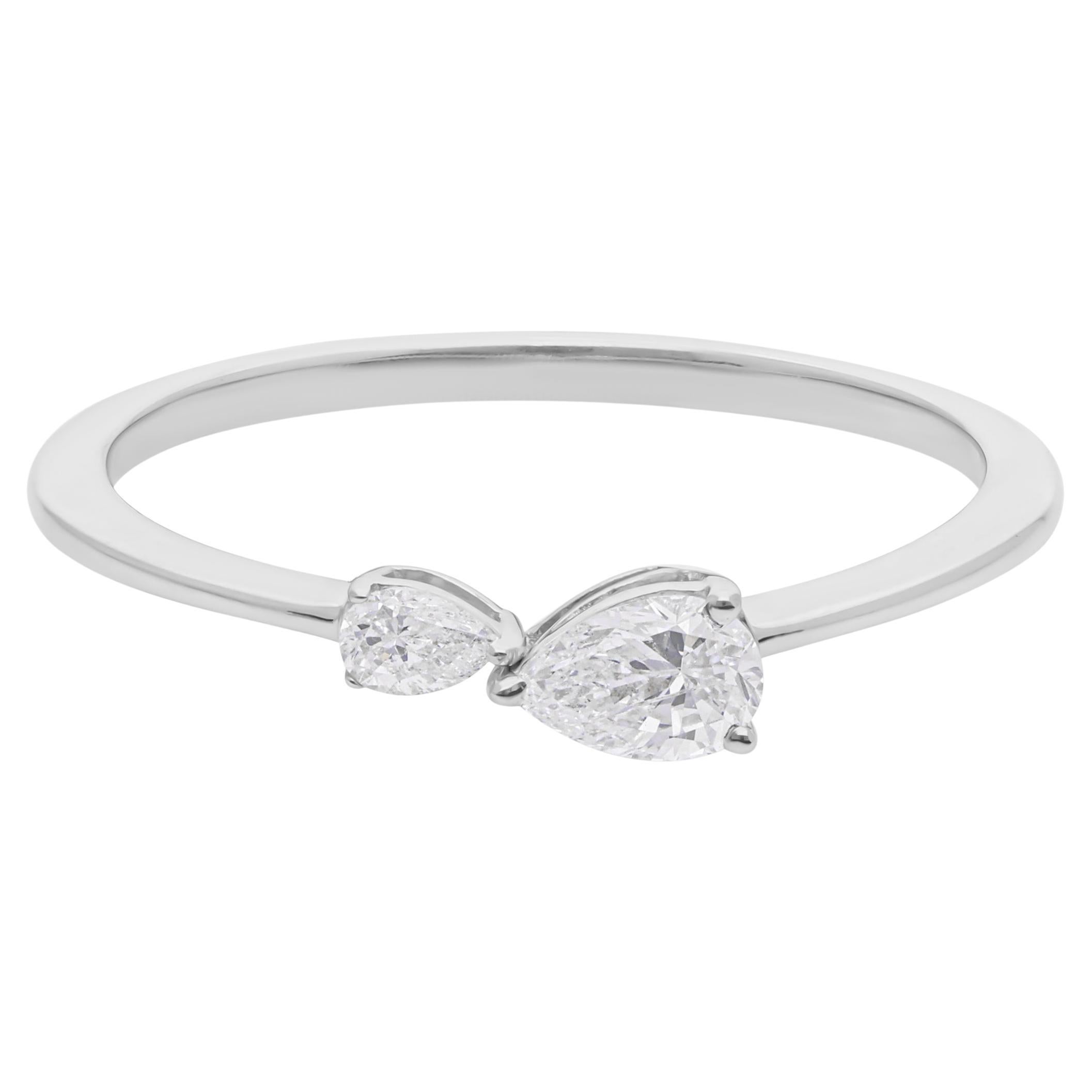 Anello minimalista con due pietre SI Clarity HI Color Diamond Stacking Ring in oro bianco 14 carati