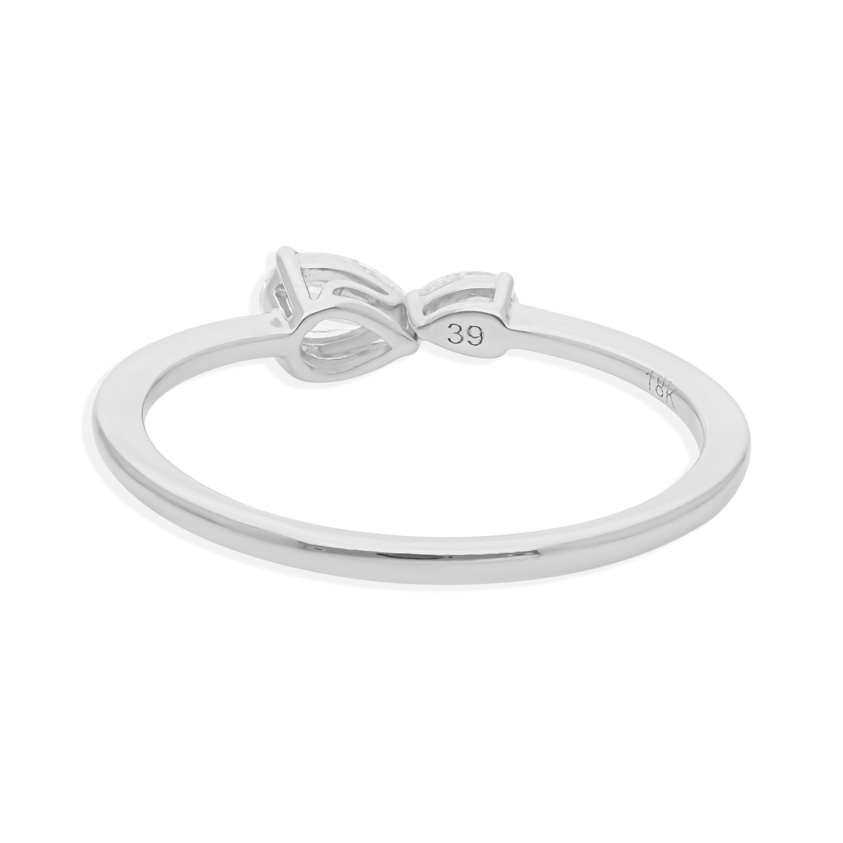 En vente :  Bague empilable à deux pierres en or blanc 18k avec diamant de couleur HI et pureté SI 5