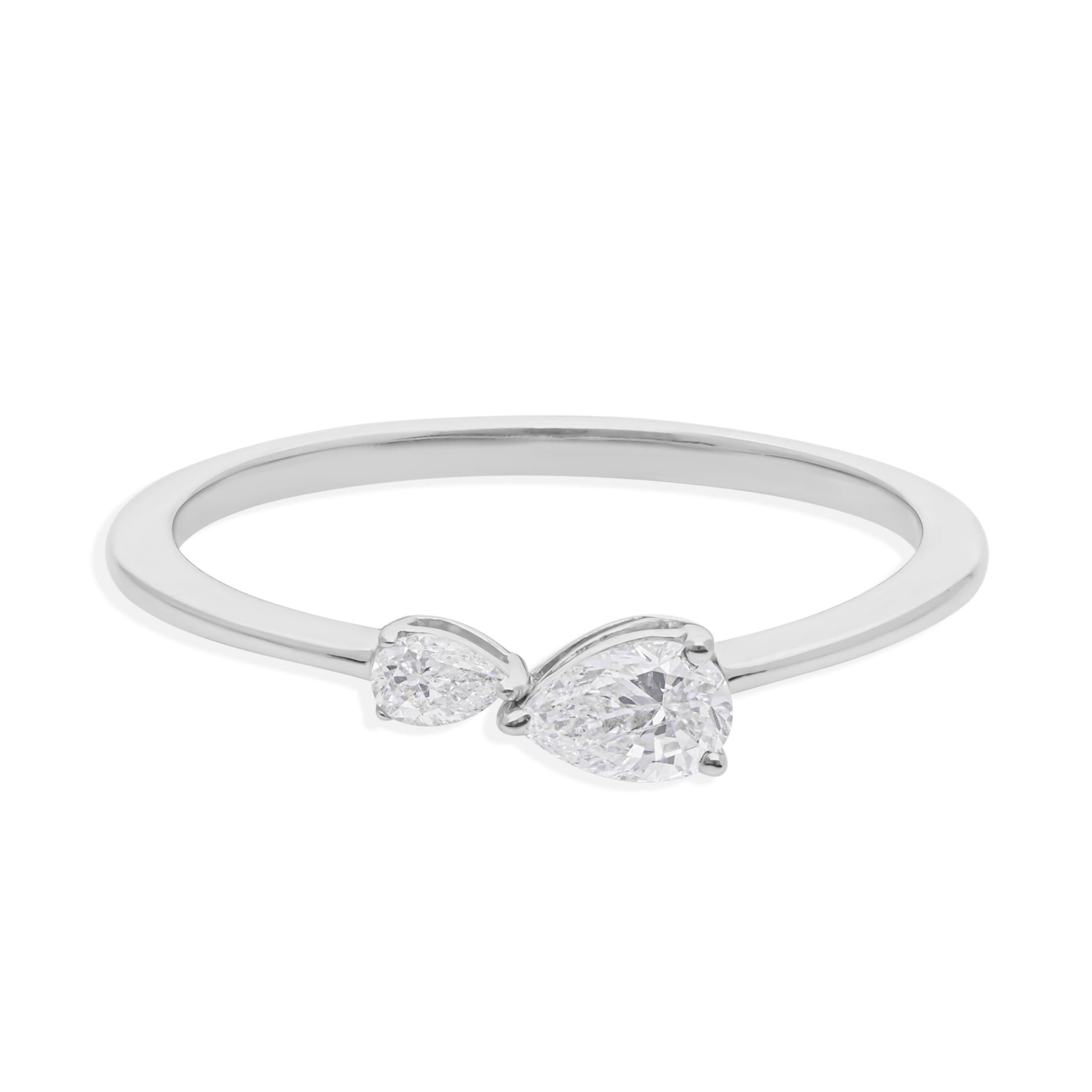 En vente :  Bague empilable à deux pierres en or blanc 18k avec diamant de couleur HI et pureté SI