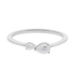 Bague empilable à deux pierres en or blanc 18k avec diamant de couleur HI et pureté SI