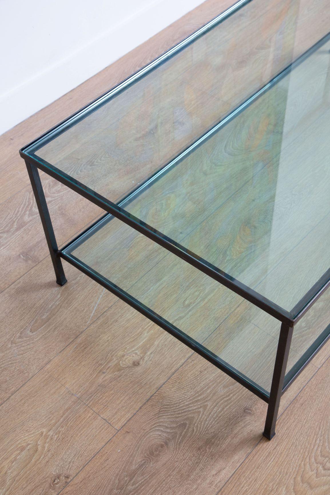 Minimalist TwoTier Glass Top Coffee Table, USA, 1970 at 1stDibs