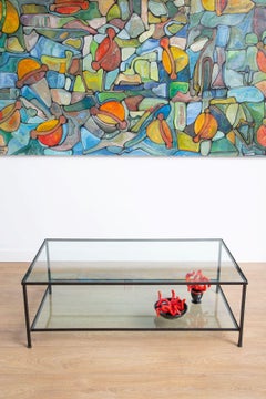 Minimalist Two-Tier Glass Top Coffee Table, USA, 1970