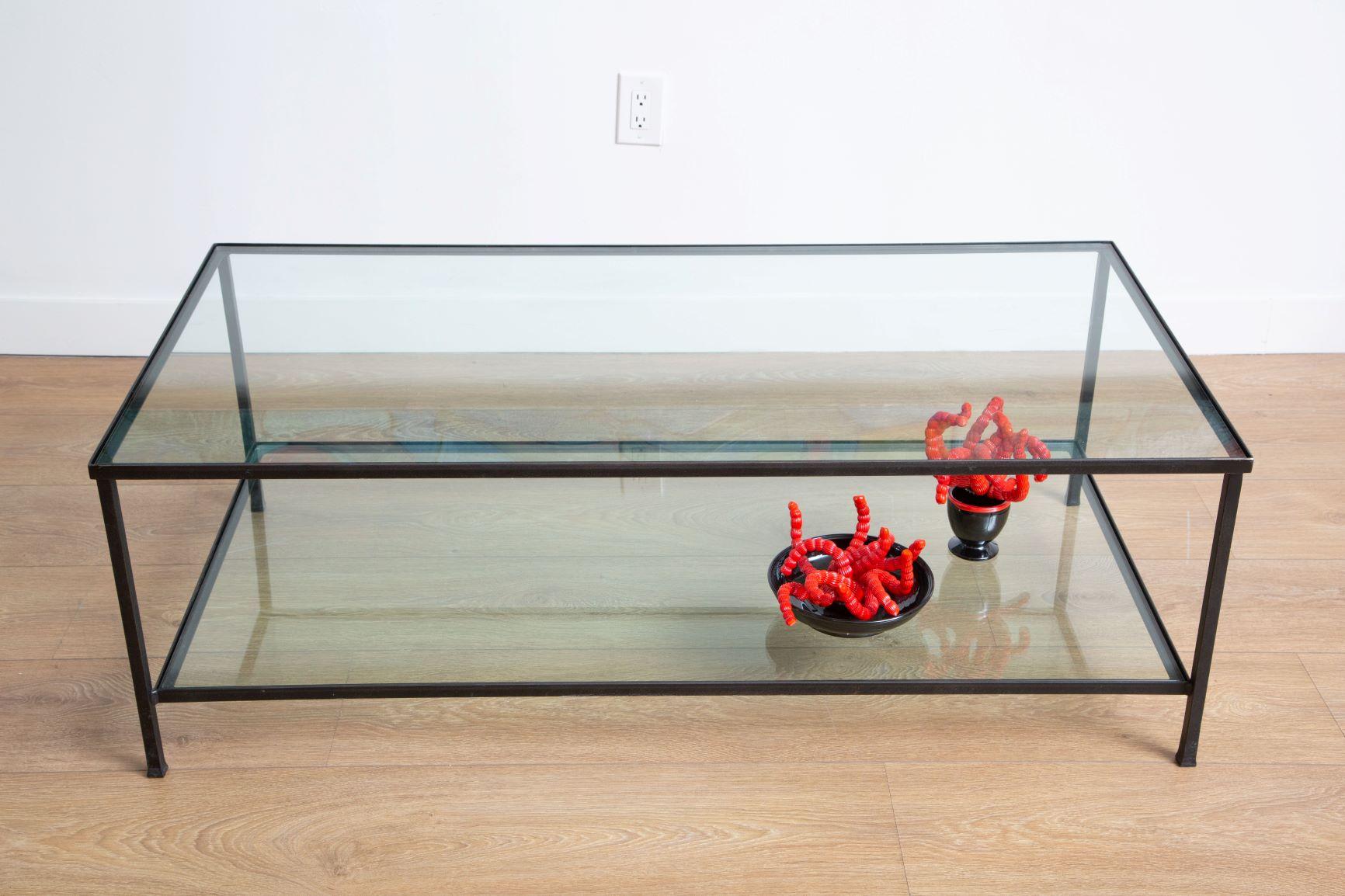 Minimalist TwoTier Glass Top Coffee Table, USA, 1970 at 1stDibs