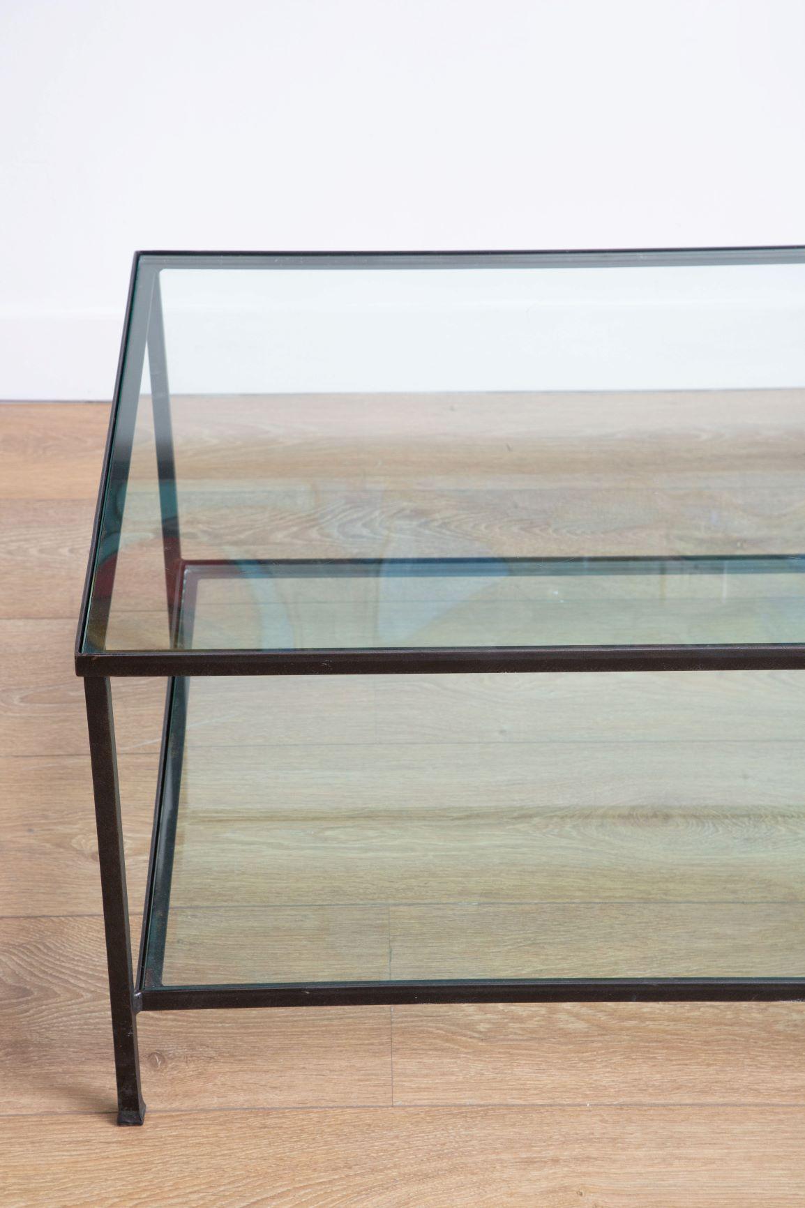 Minimalist TwoTier Glass Top Coffee Table, USA, 1970 at 1stDibs