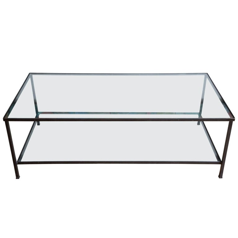 Minimalist TwoTier Glass Top Coffee Table, USA, 1970 at 1stDibs