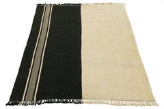 Minimalista Alfombra de Lana Contemporánea Estilo Kilim en Dos Tonos 9x13
