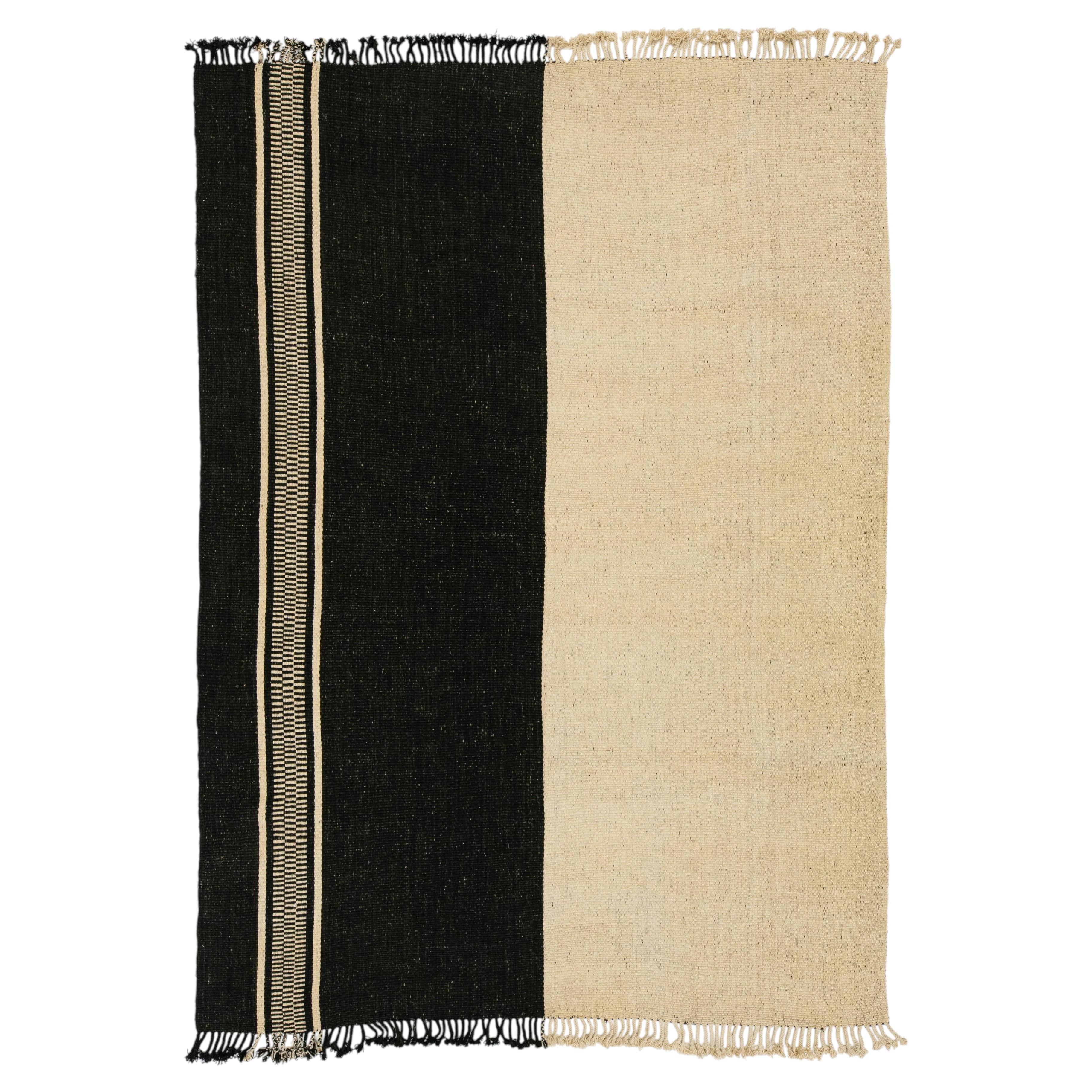 Minimalista Rug & Kilim contemporaneo bicolore in lana 9x13