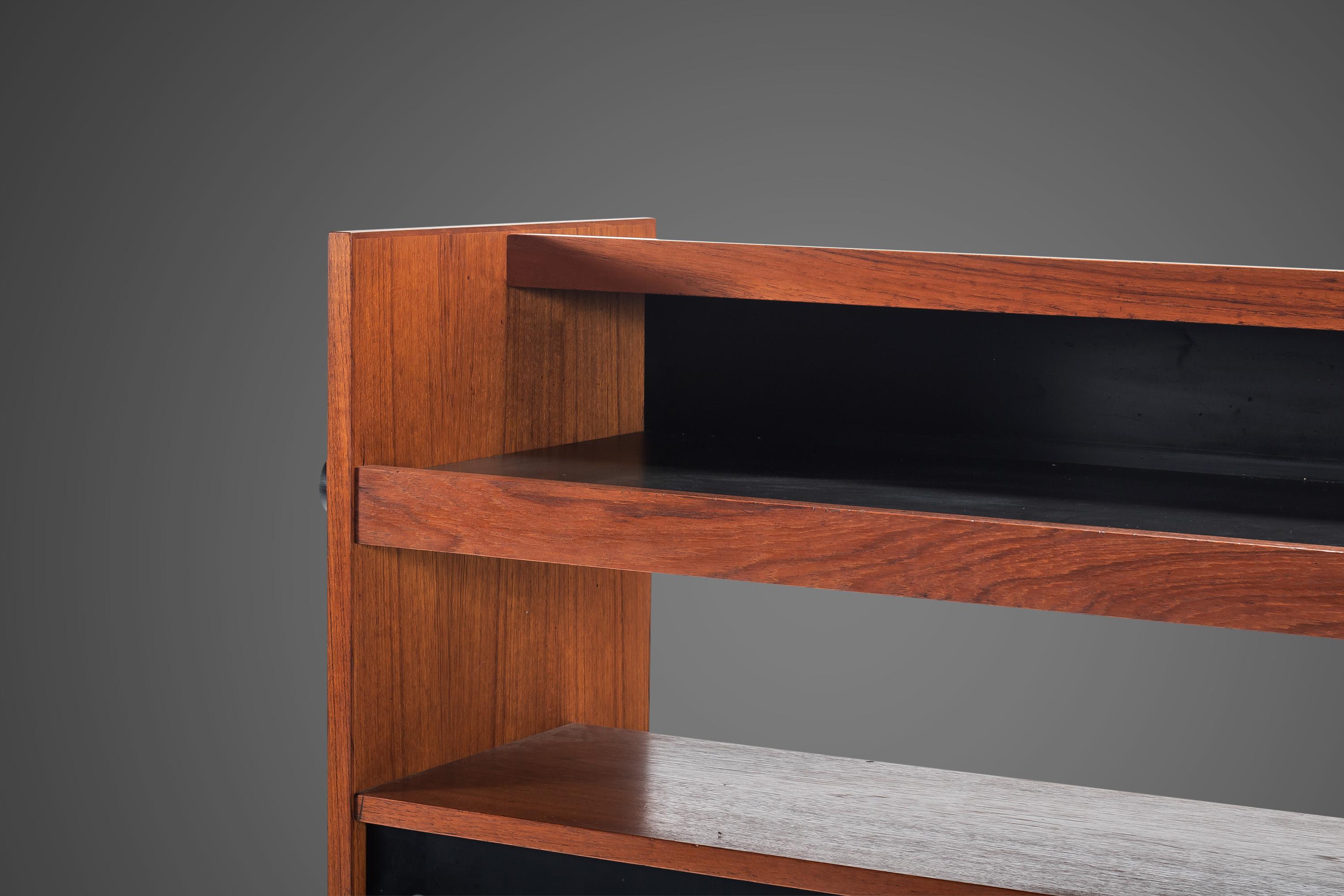Minimalist Two-Tone Dry Bar / Room Divider in Teak, Denmark, c. 1970s For Sale 5