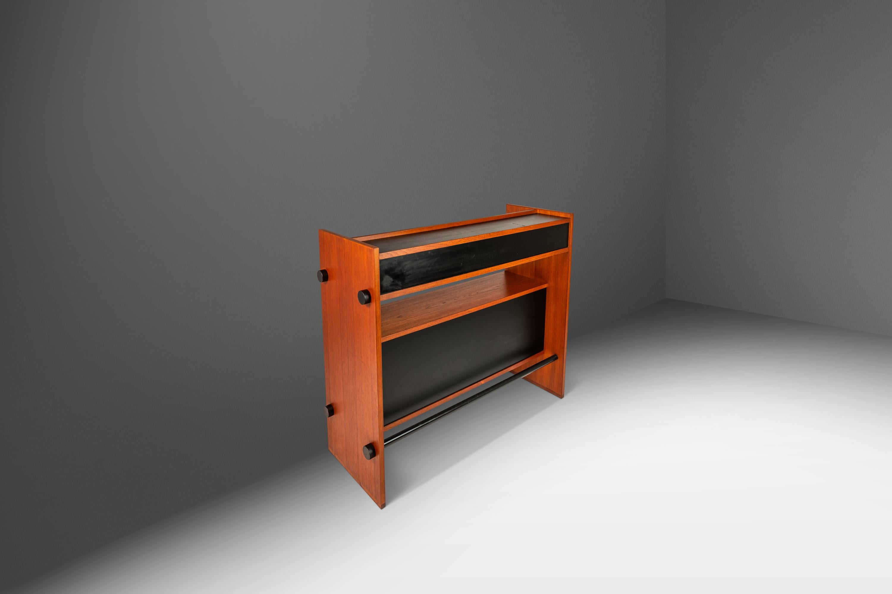 Danish Minimalist Two Tone Dry Bar / Room Divider in Teak, Denmark, c. 1970s For Sale