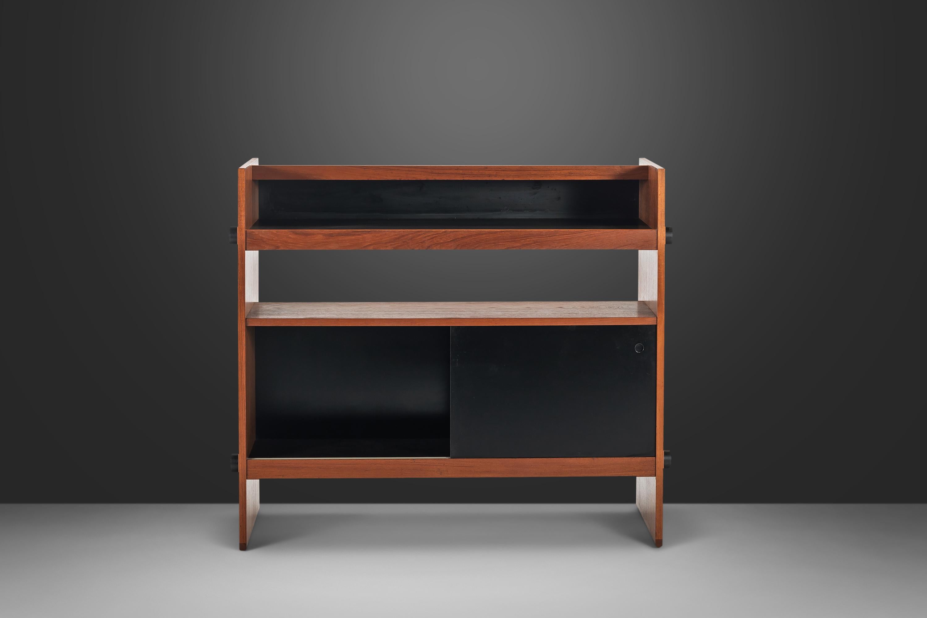 Danish Minimalist Two-Tone Dry Bar / Room Divider in Teak, Denmark, c. 1970s For Sale