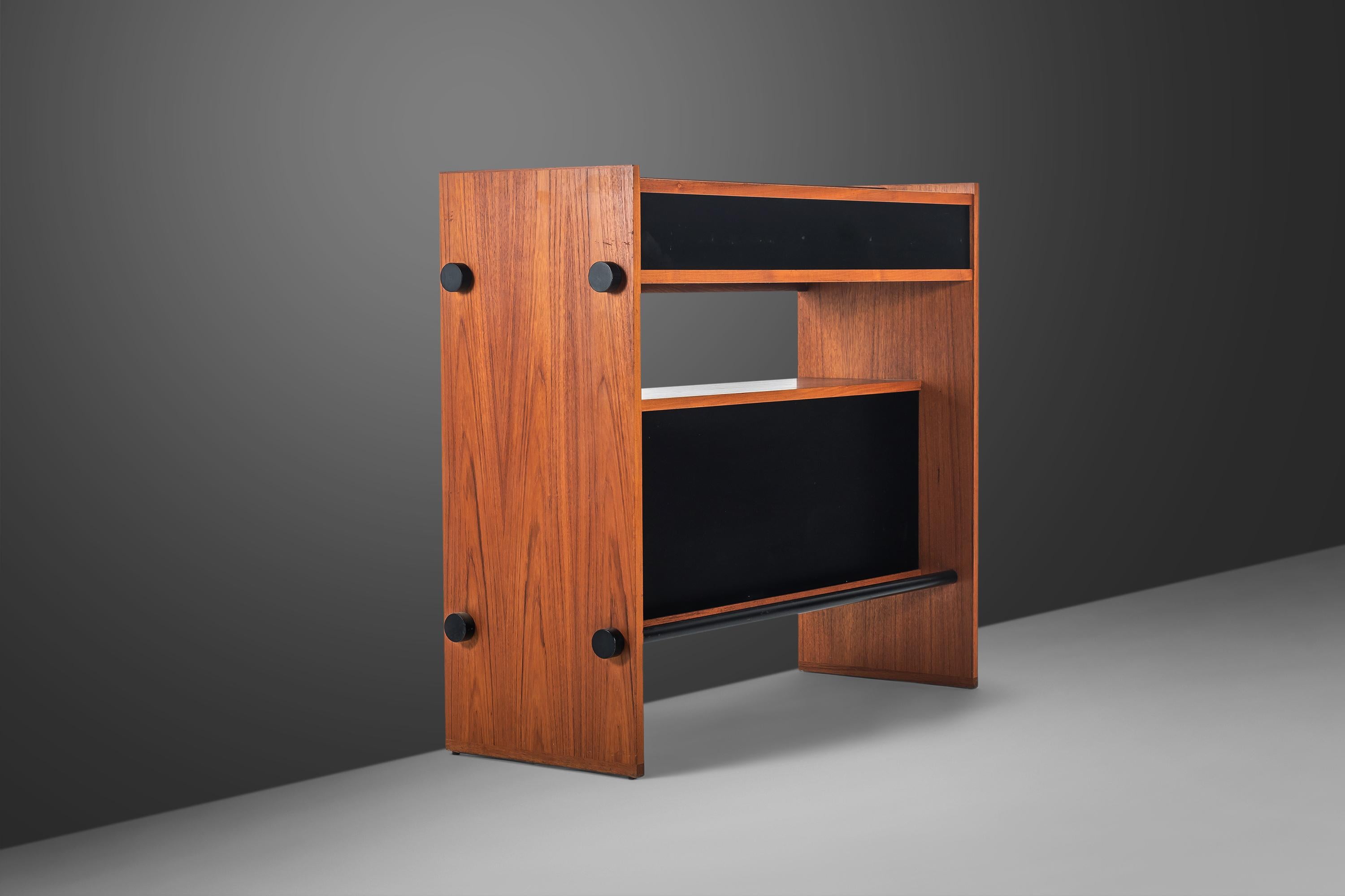 Late 20th Century Minimalist Two-Tone Dry Bar / Room Divider in Teak, Denmark, c. 1970s For Sale