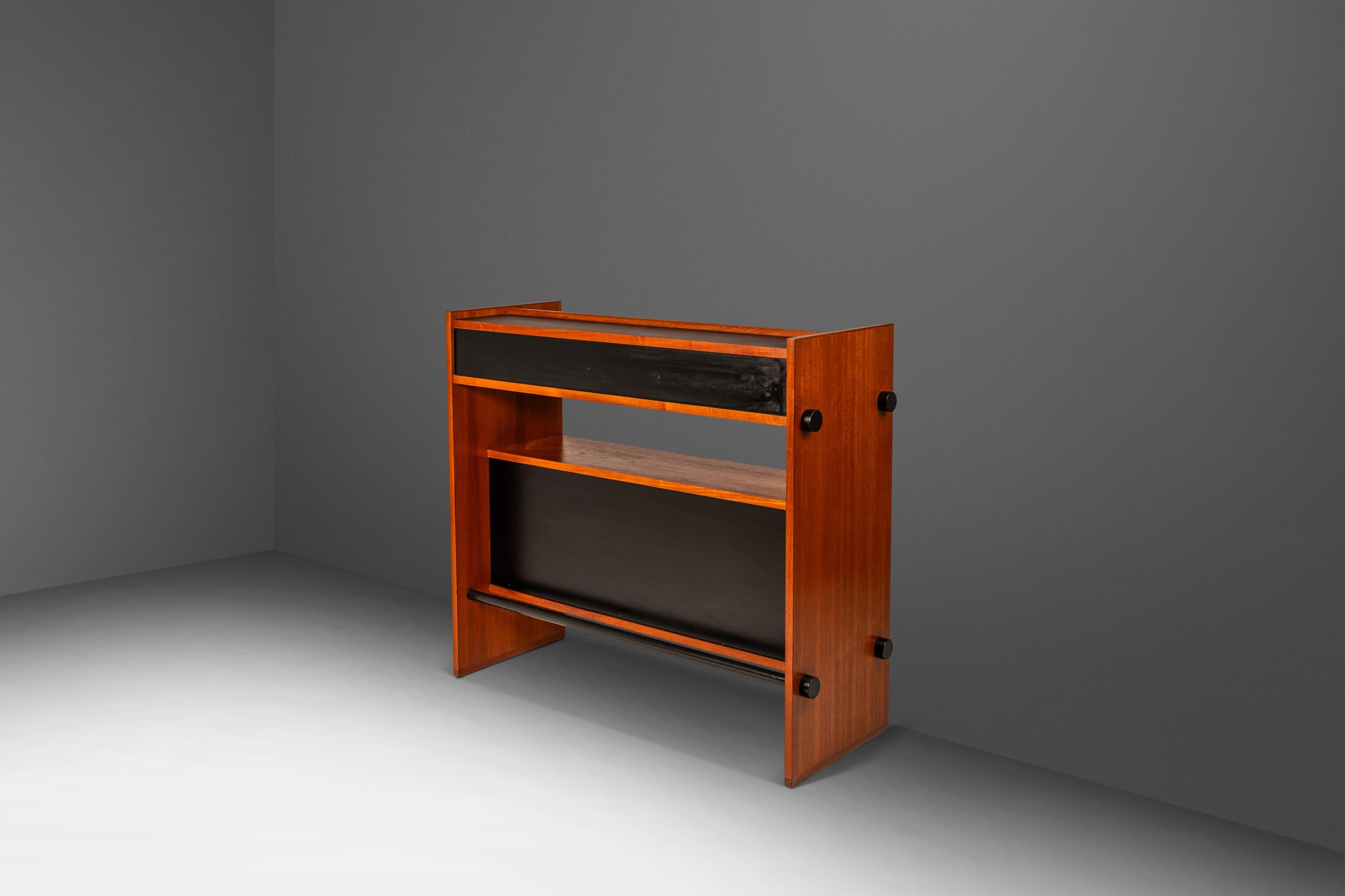 Metal Minimalist Two Tone Dry Bar / Room Divider in Teak, Denmark, c. 1970s For Sale