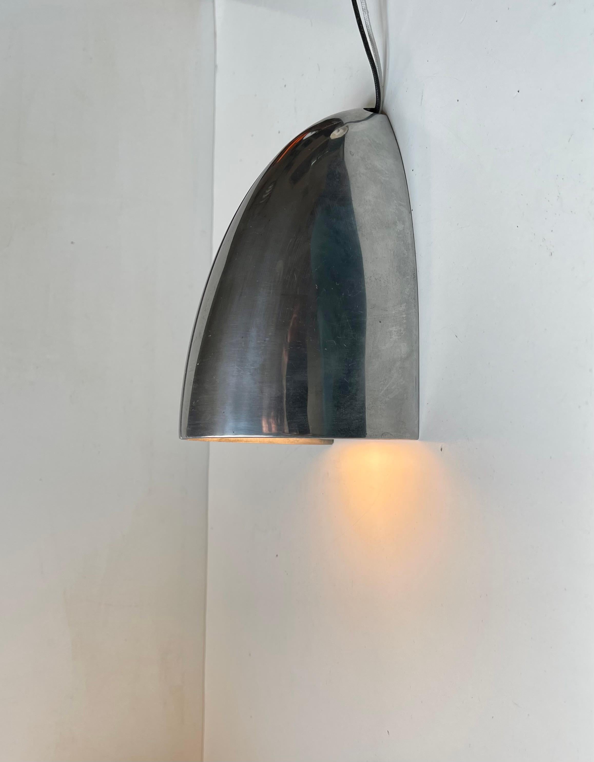 Late 20th Century Minimalist Up Light Wall Sconce in Polished Aluminum by Artup USA For Sale