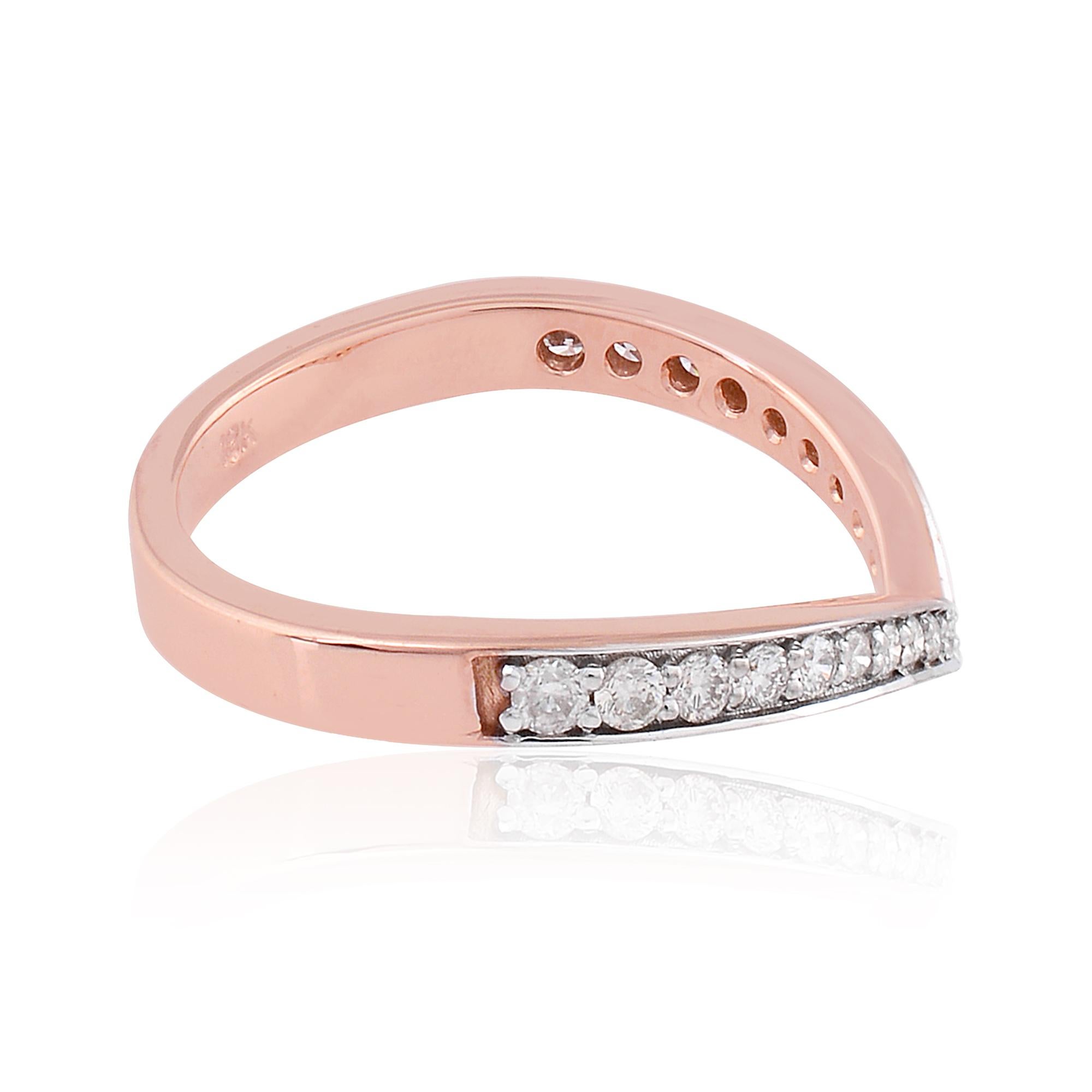 For Sale:  Minimalist V Chevron 0.26ct Diamond Stackable Band Ring 18k Rose Gold Gift 5