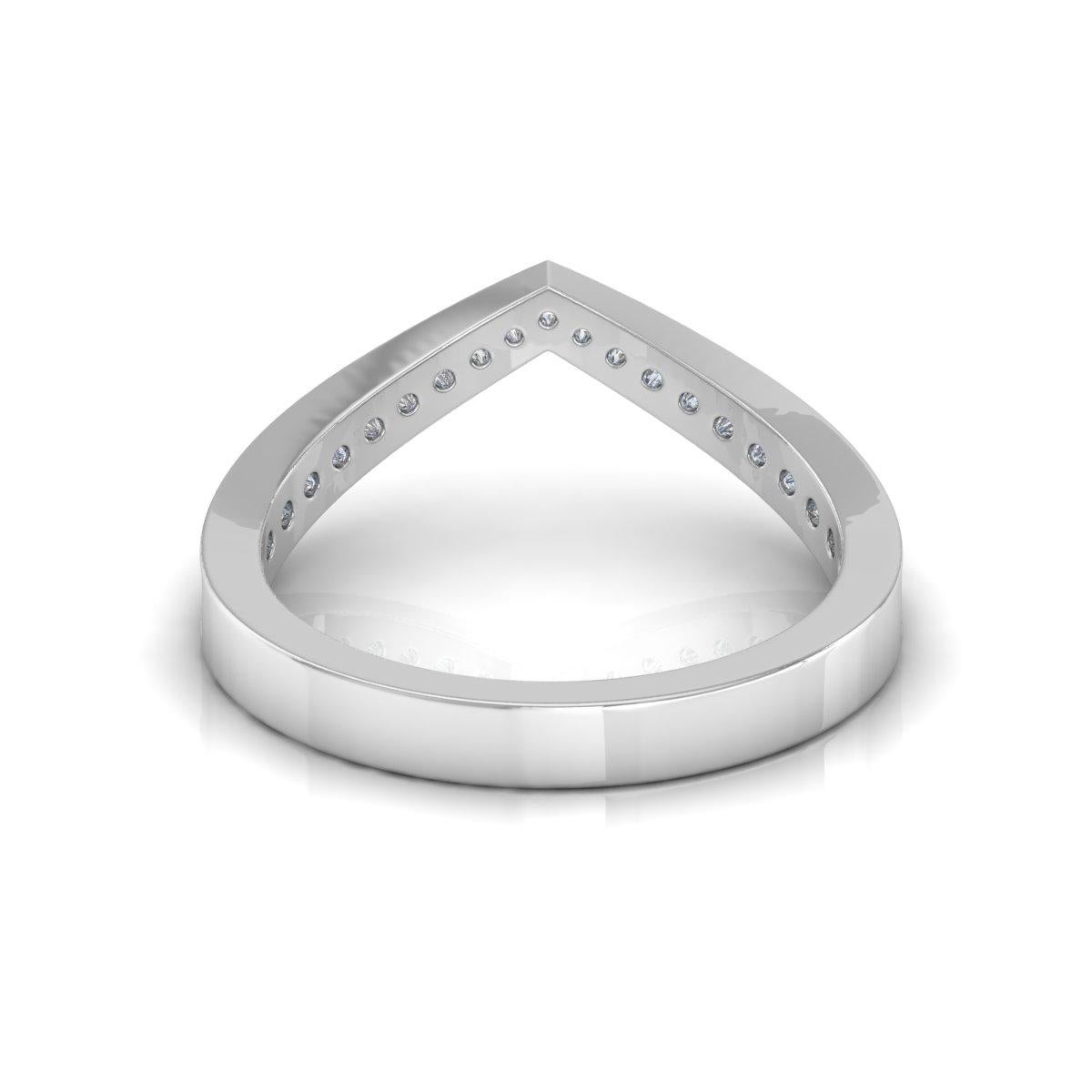 For Sale:  Minimalist V Chevron Band 0.26ct Diamond Stackable Ring 18k White Gold Gift 3
