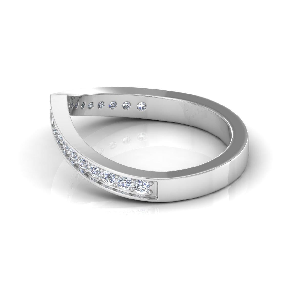 For Sale:  Minimalist V Chevron Band 0.26ct Diamond Stackable Ring 18k White Gold Gift 4