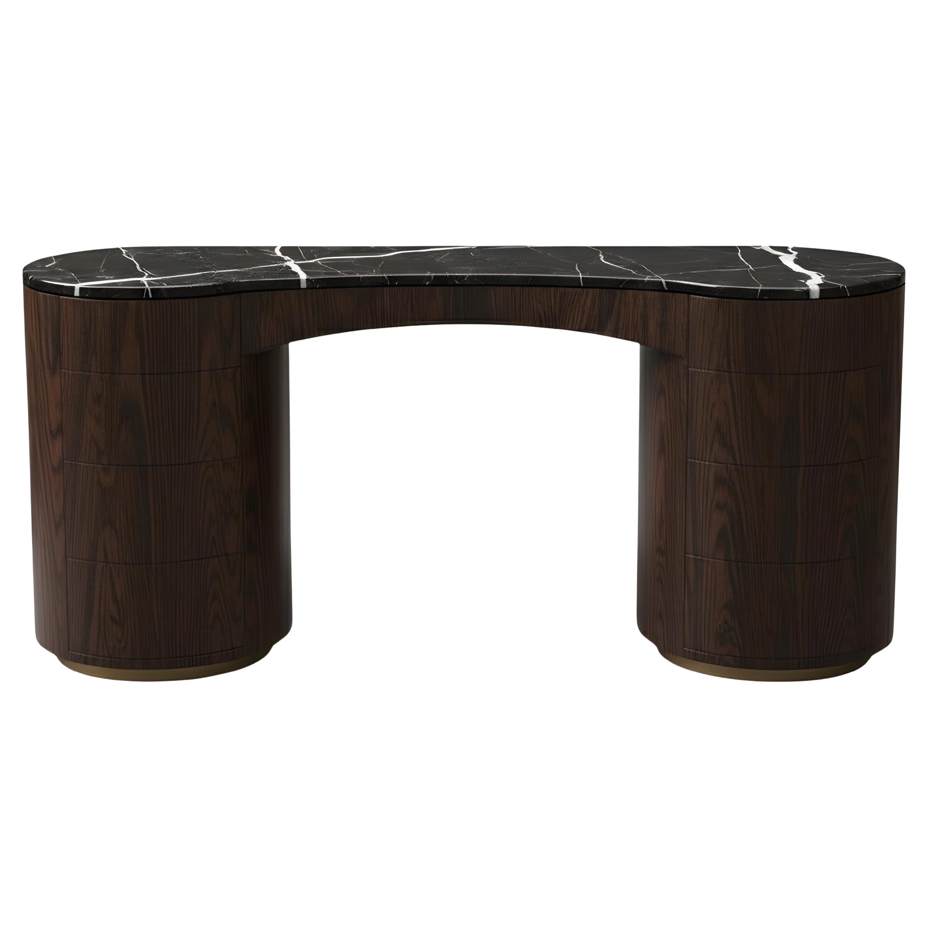 Minimalist Vanity Desk w/ Rounded Silhouette & Storage By Mondo Design Studio