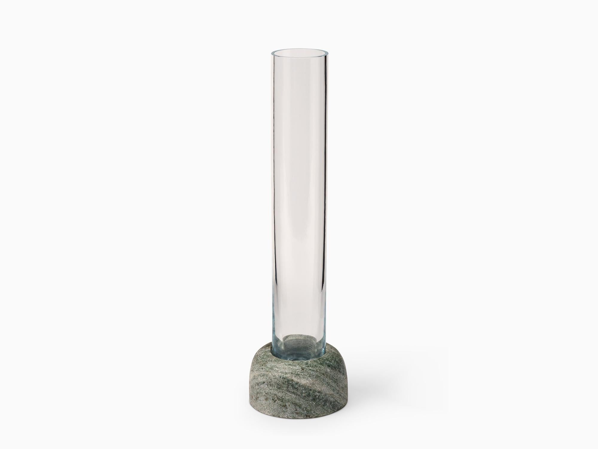 Minimalist Vase in Pele De Tigre Marble and Glass, Large For Sale 5