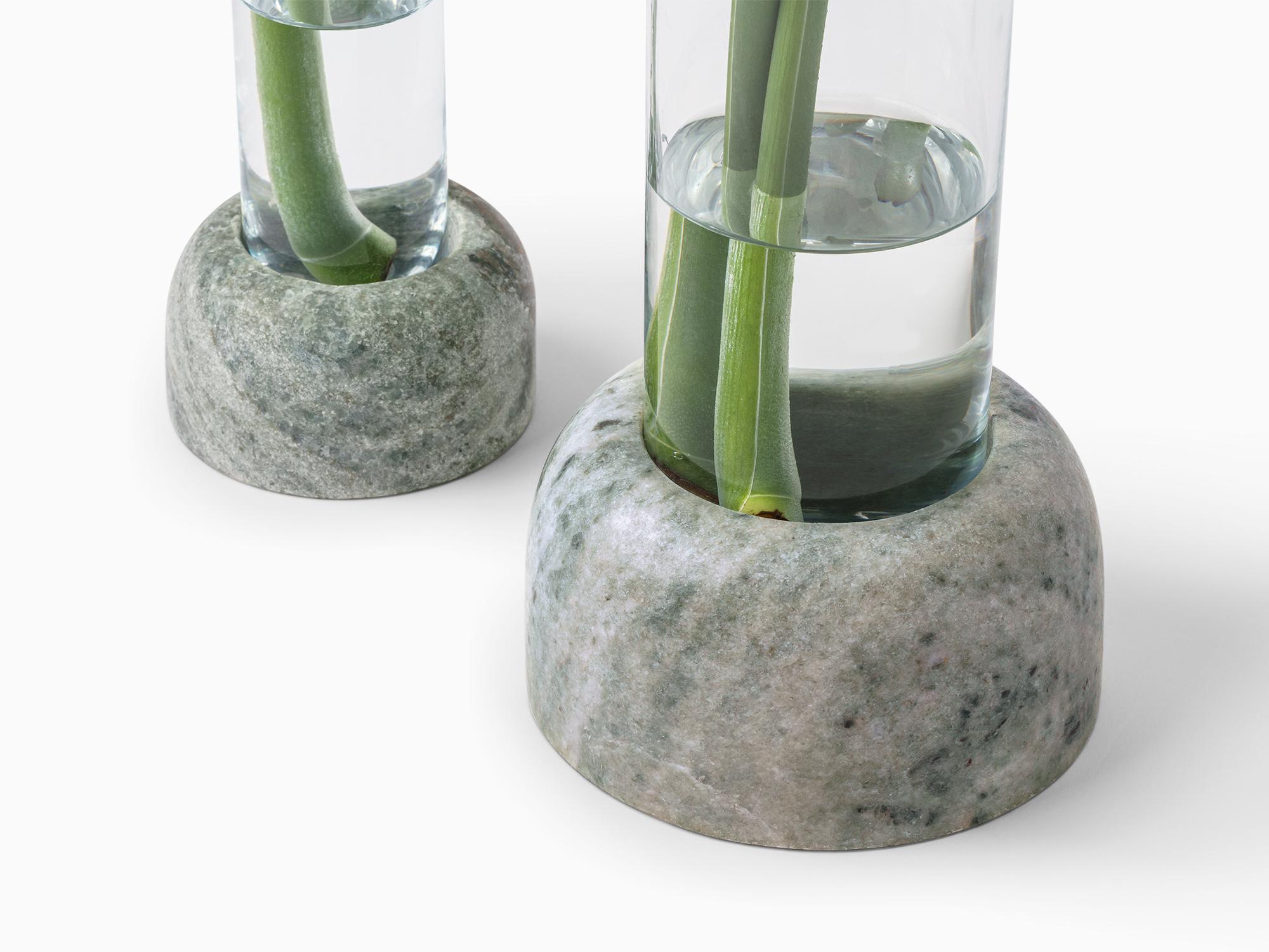 Minimalist Vase in Pele De Tigre Marble and Glass, Small For Sale 6