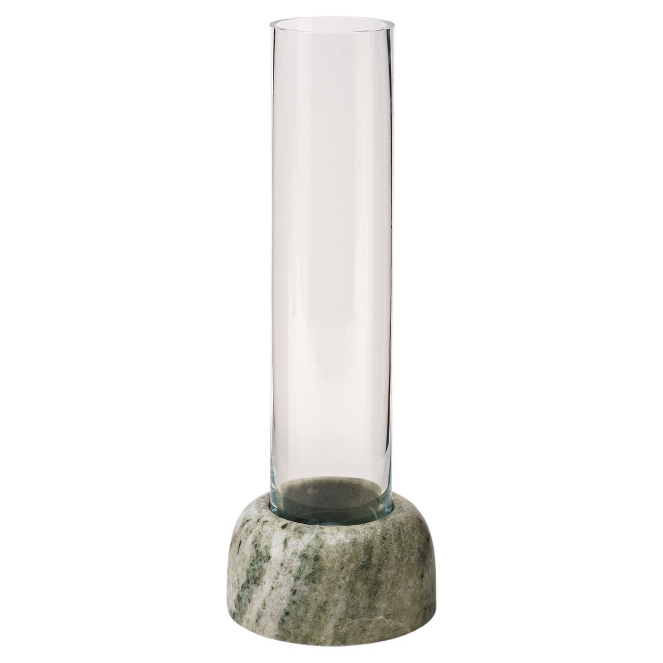 Vase minimaliste en marbre Serpa et verre - grand modèle