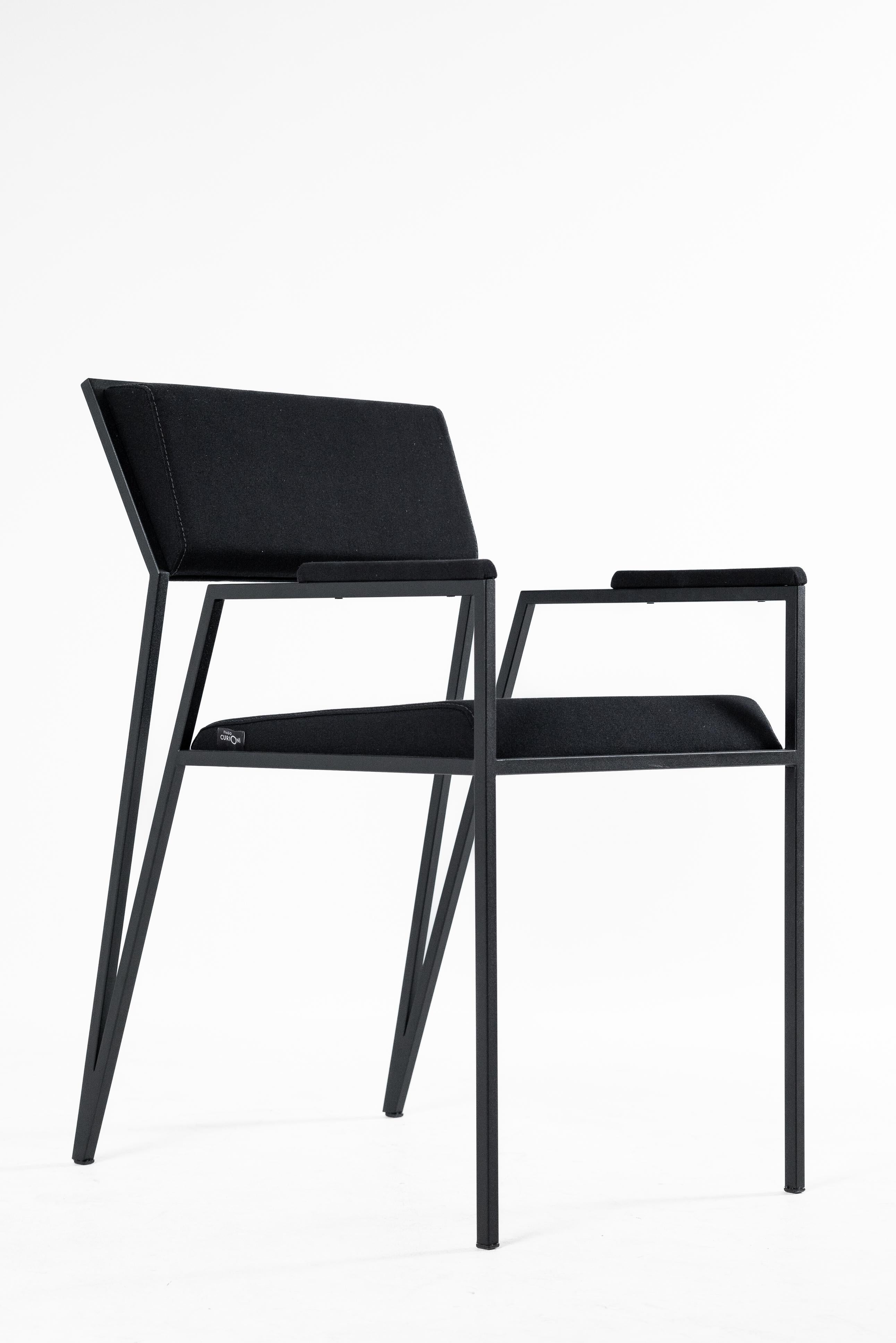 Minimalist Velvet Armchair in Brazilian Contemporary Style, by Tiago Curioni For Sale 2