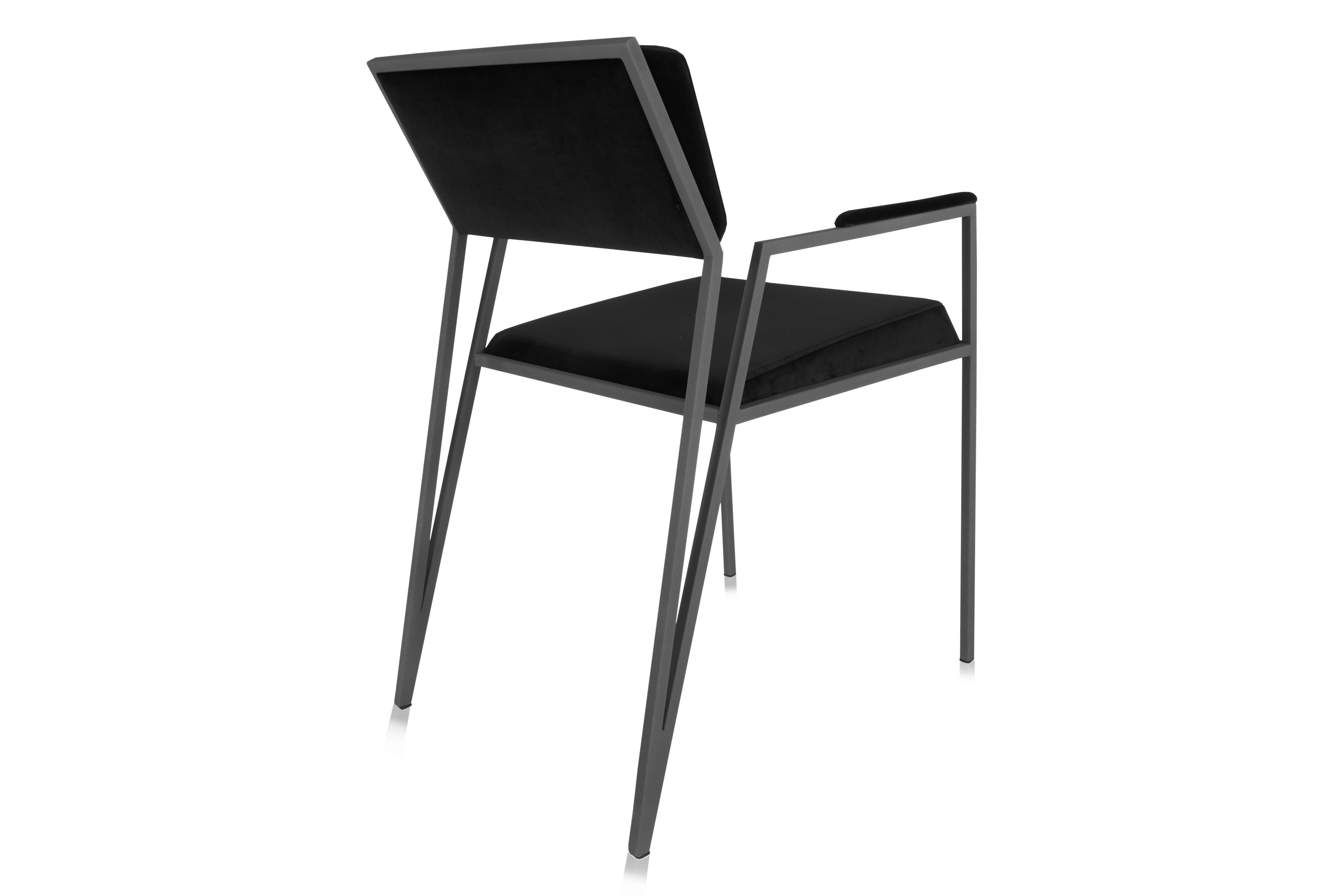 Peint Fauteuil minimaliste en velours de style contemporain brésilien, par Tiago Curioni en vente