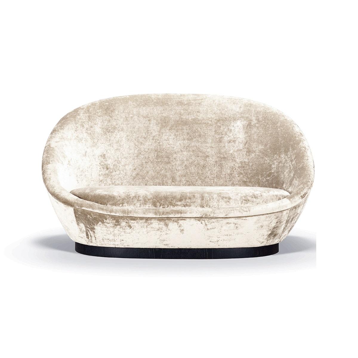 Minimalist Velvet Sofa in Curved Silhouette  For Sale 1