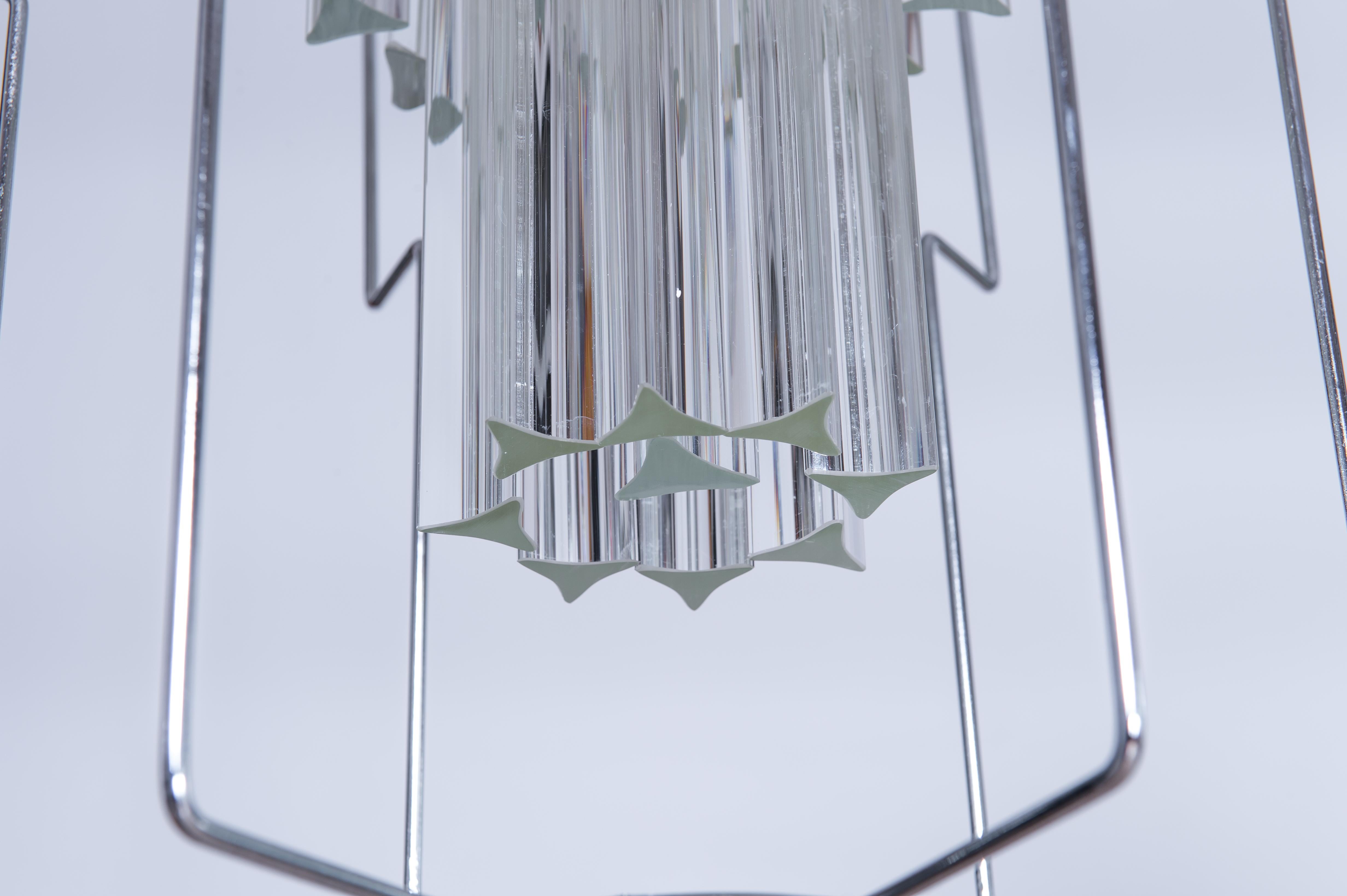 Lustre vénitien minimaliste avec éléments en forme de trièdre en verre de Murano, Italie en vente 5