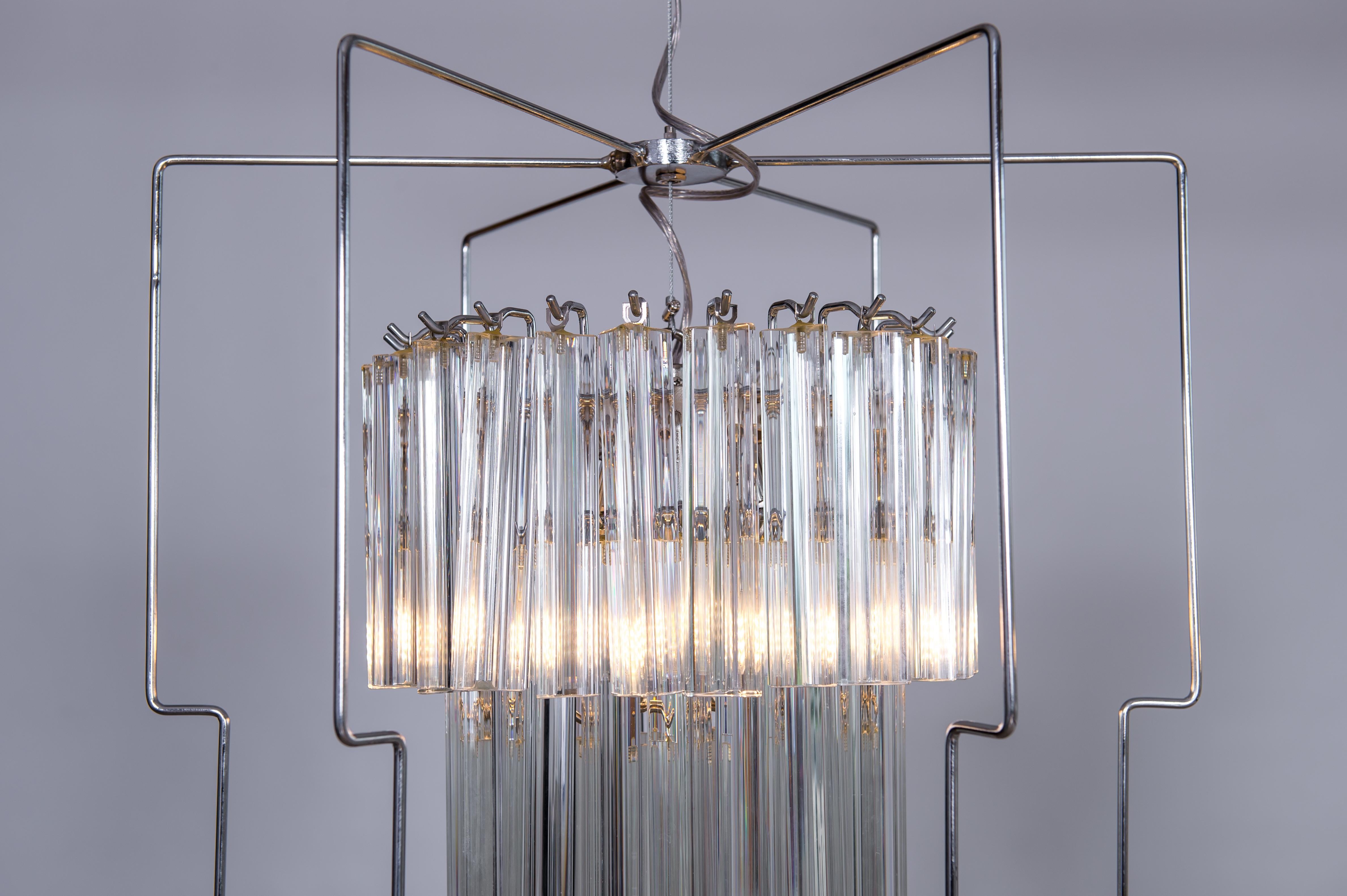 Minimalist Venetian Chandelier with Murano Glass Trihedron Elements, Italy For Sale 10