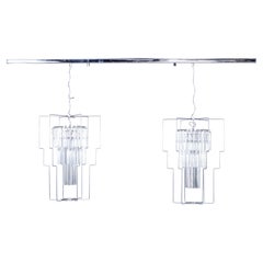 Minimalist Venetian Chandelier with Murano Glass Trihedron Elements, Italy