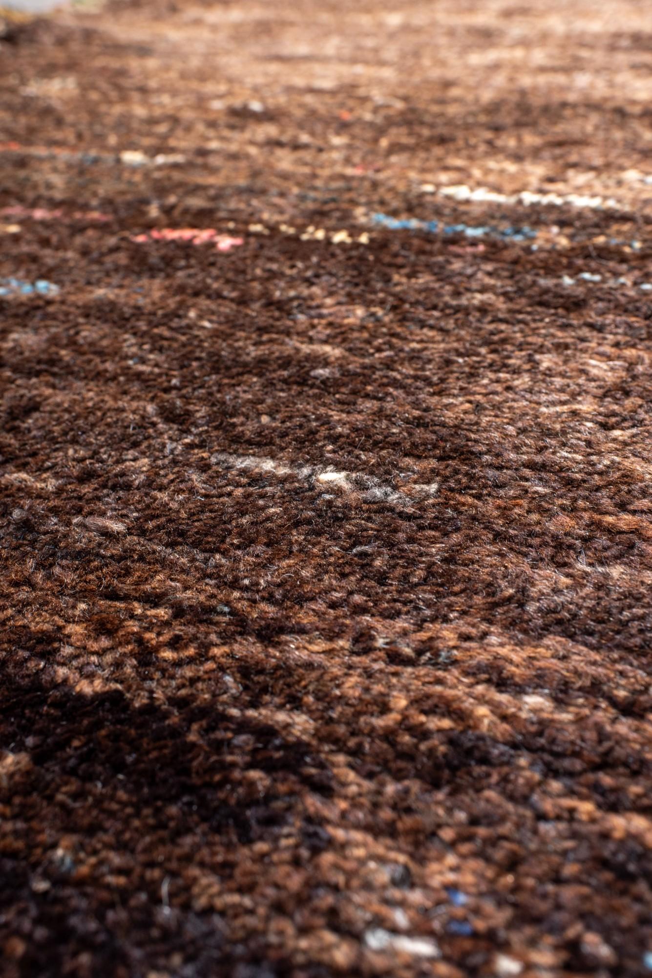 Minimalist Vintage Gabbeh Rug in Natural Brown Wool In Good Condition For Sale In New York, NY