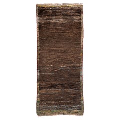 Minimalist Vintage Gabbeh Rug in Natural Brown Wool