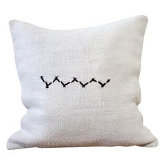 Minimalist Vintage Hemp Pillow with Zig Zag Stitch