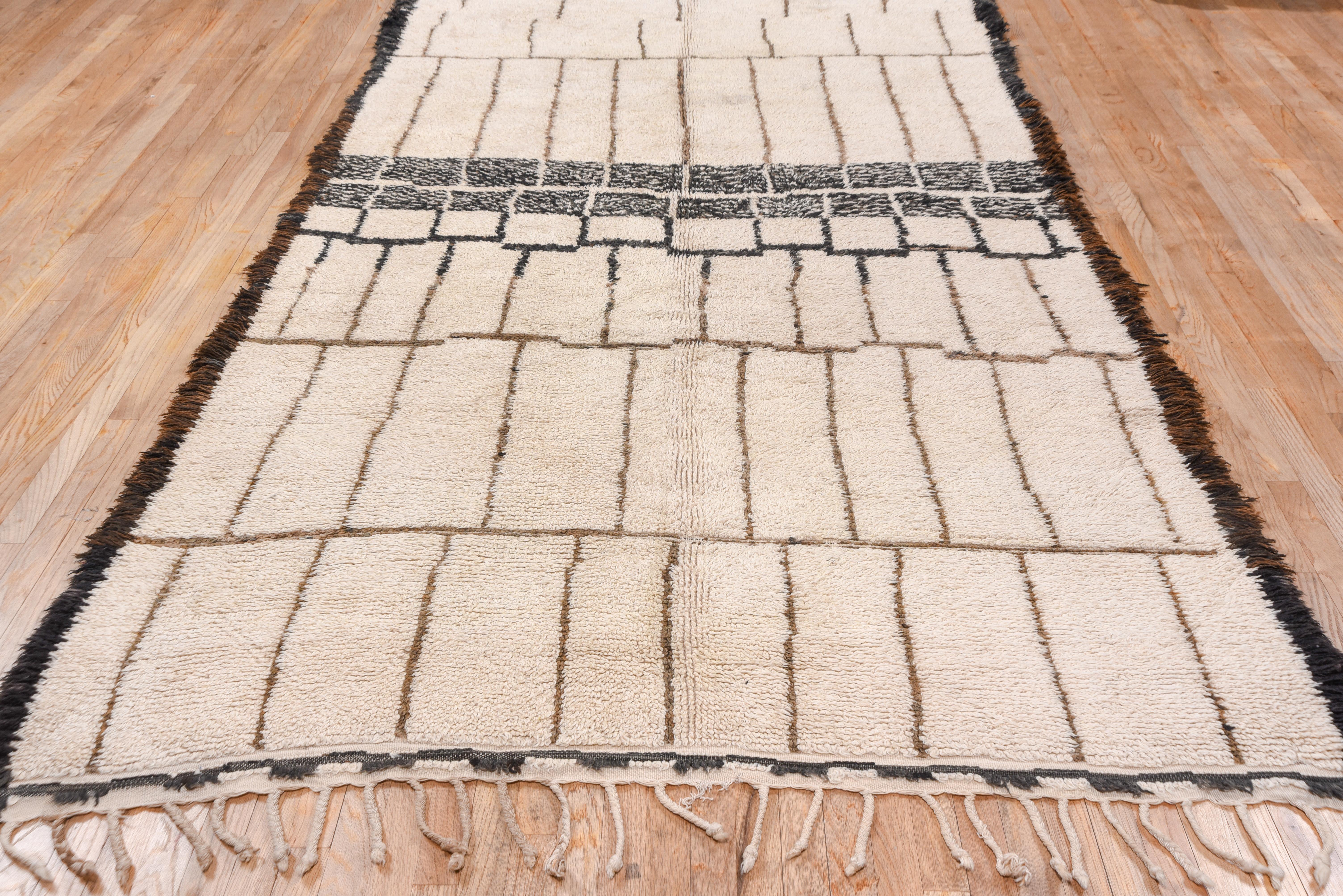 Wool Minimalist Vintage Moroccan Carpet